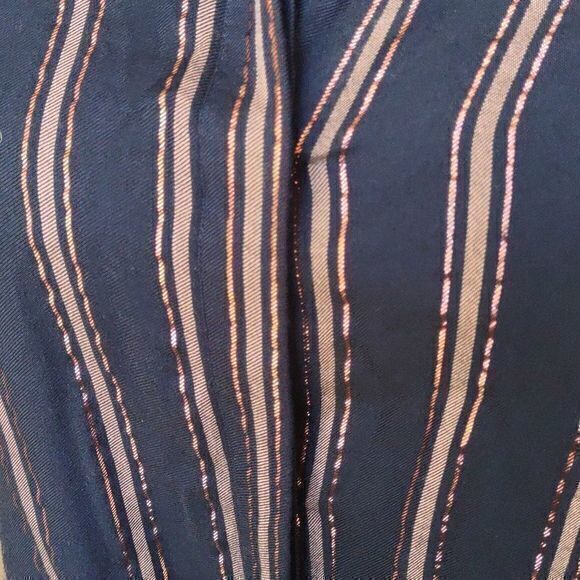 Bella Dahl Shimmer Stripe Tie Waist Open Collar Button Up Blouse Sz L - Picture 9 of 15